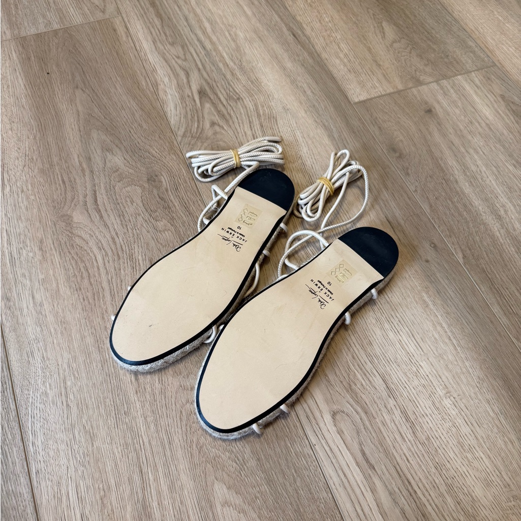 Jack Erwin X Olivia Lopez Espadrille Leather Wrap Cream Lace Sandals New Sz 10 — image 3 of 5
